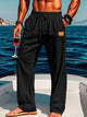 Alohadaddy Casual Basic Cotton and Linen Men's Drawstring Elastic Trousers Big & Tall
