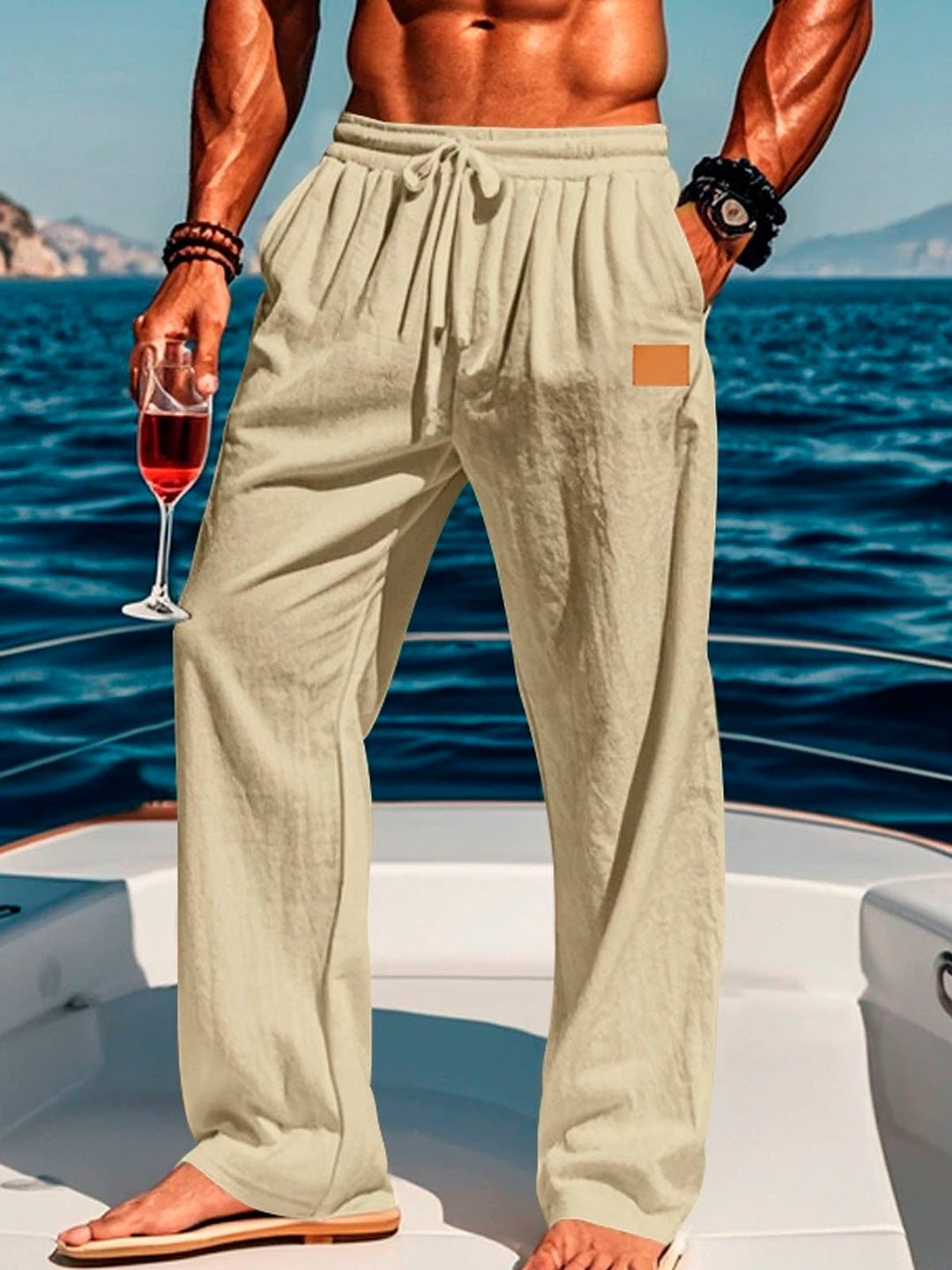Alohadaddy Casual Basic Cotton and Linen Men&