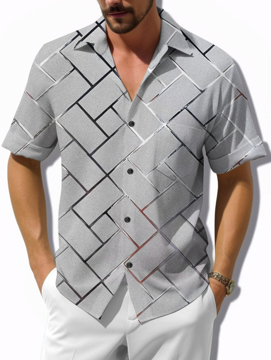 Alohadaddy Retro Geometric 3D Tech Print Men&