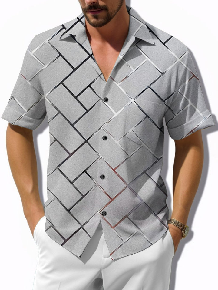 Alohadaddy Retro Geometric 3D Tech Print Men&