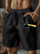 Alohadaddy® Retro Rock Music Rainbow Print Men's Drawstring Shorts Big & Tall