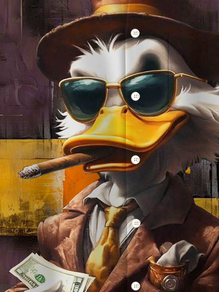 Alohadaddy® Retro Cartoon Duck Smoking Cigar Printed Men&