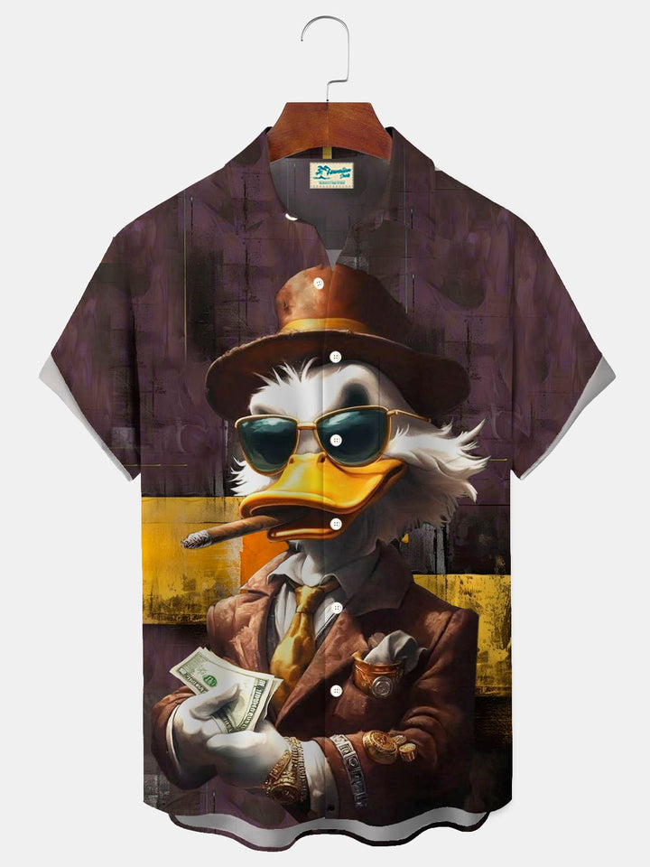 Alohadaddy® Retro Cartoon Duck Smoking Cigar Printed Men&