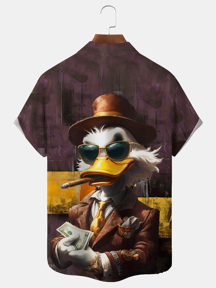 Alohadaddy® Retro Cartoon Duck Smoking Cigar Printed Men&