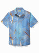 Alohadaddy Hawaiian Botanical Gold Leaf Print Men's Button Pocket Shirt