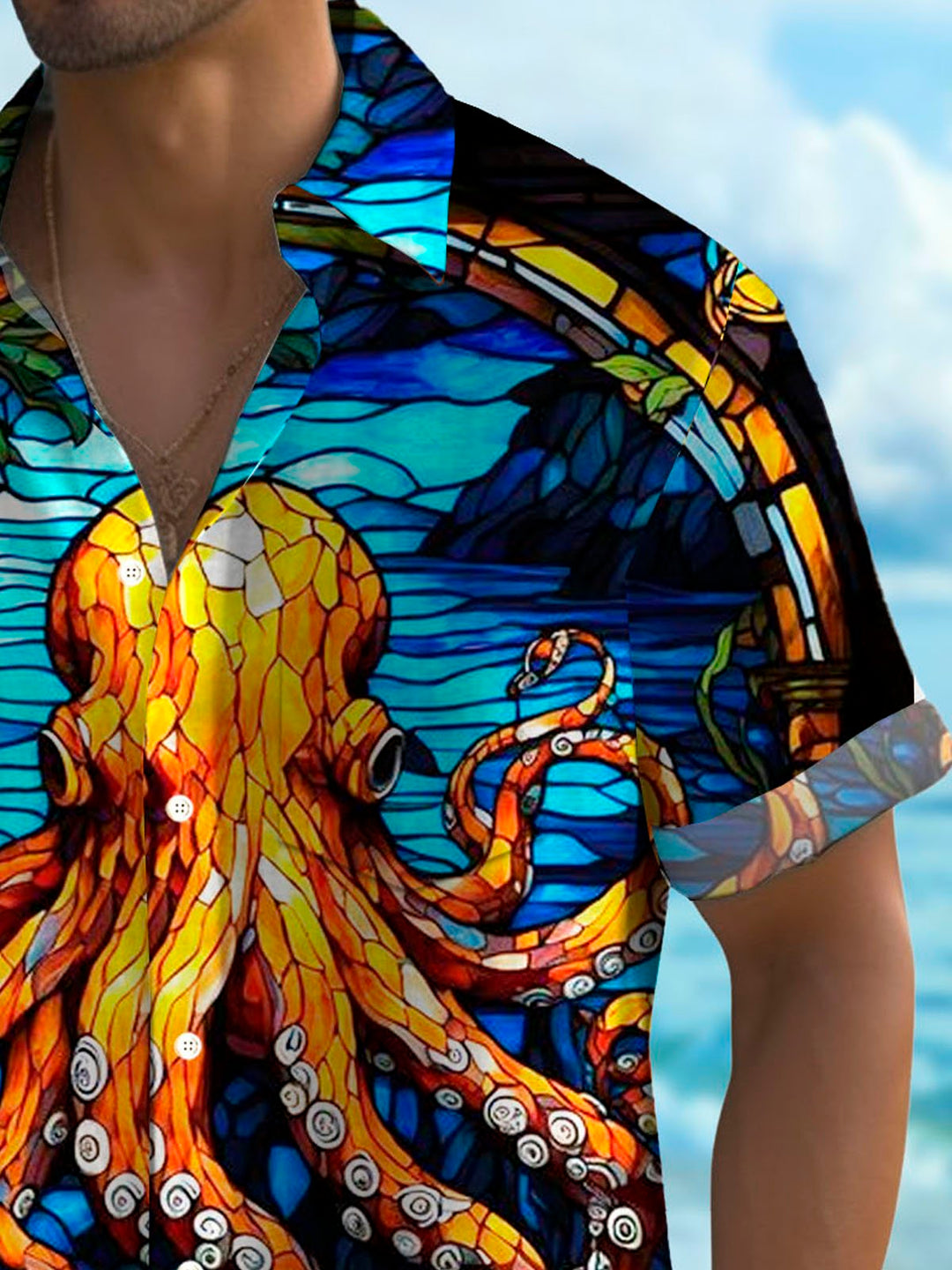 Alohadaddy Hawaiian Octopus Art Oil Painting Print Men&