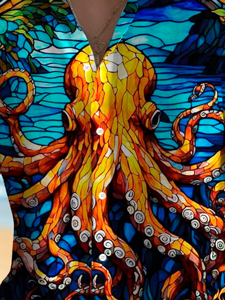 Alohadaddy Hawaiian Octopus Art Oil Painting Print Men&
