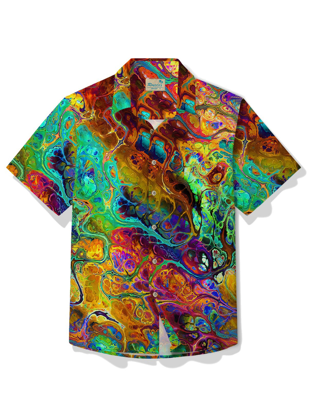 Camisa de manga corta con bolsillo abotonado para hombre con estampado de arte geométrico abstracto retro Alohadaddy