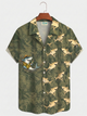 Alohadaddy® Men's Vintage Sunset Shark Cocktail Gradient Art Forgiving Fit Camp Collar Print Retro Short-Sleeve Shirt Big & Tall
