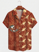 Alohadaddy® Men's Vintage Sunset Shark Cocktail Gradient Art Forgiving Fit Camp Collar Print Retro Short-Sleeve Shirt Big & Tall