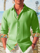 Alohadaddy Beach Vacation Men's Long Sleeve Casual Shirts Breathable Comfortable Textured Camp Button Shirts Big Tall