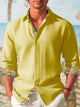 Alohadaddy Beach Vacation Men's Long Sleeve Casual Shirts Breathable Comfortable Textured Camp Button Shirts Big Tall