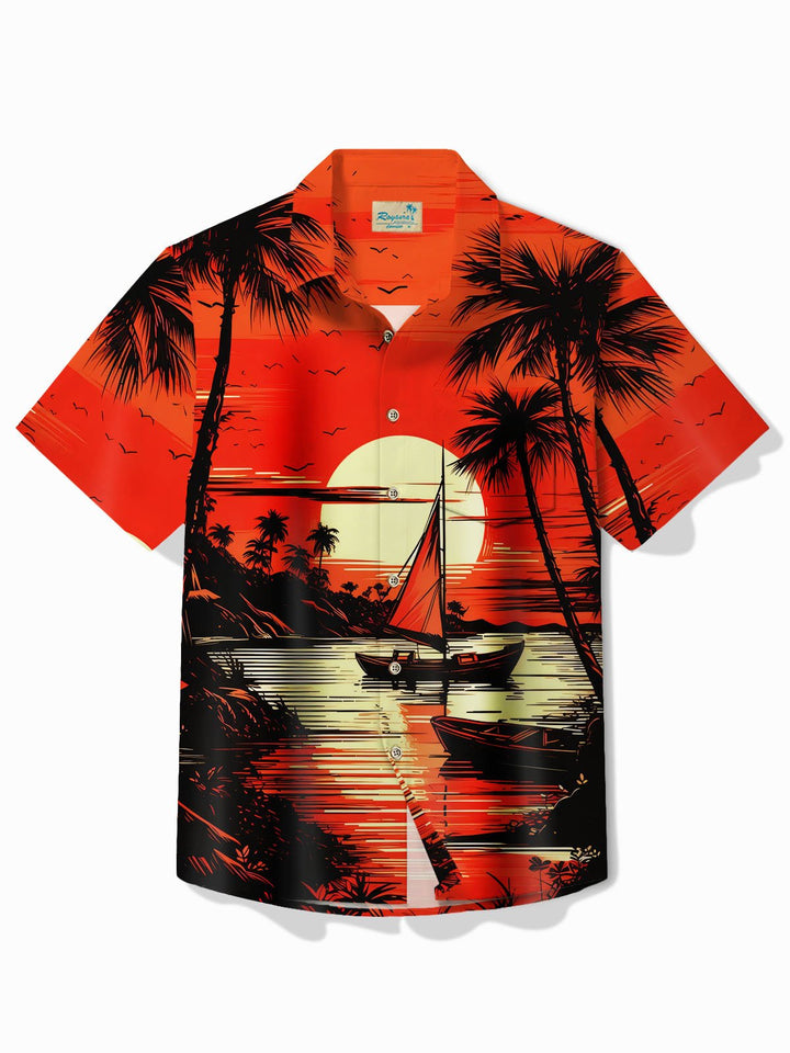 Alohadaddy Hawaiian Coconut Tree Sunset Landscape Print Men&