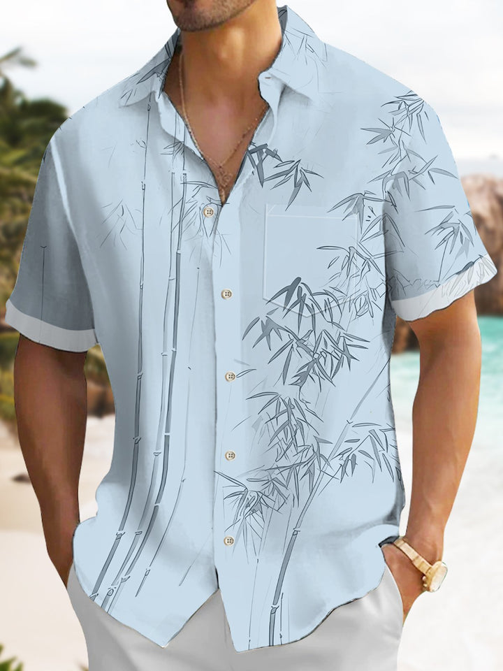Alohadaddy Summer Plant Bamboo Tropical Casual Vacation Shirt