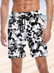 Alohadaddy® Hawaiian Flowers Art Print Drawstring Men's Beach Shorts Big & Tall
