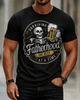 Alohadaddy Casual Retro Skull Beer Print Crew neck T-shirt