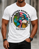 Alohadaddy Casual Retro Skull Beer Print Crew neck T-shirt