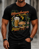 Alohadaddy Casual Retro Beer Print Crew neck T-shirt