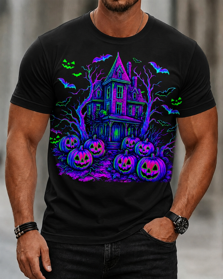 Retro Halloween Pumpkin Print T-shirt