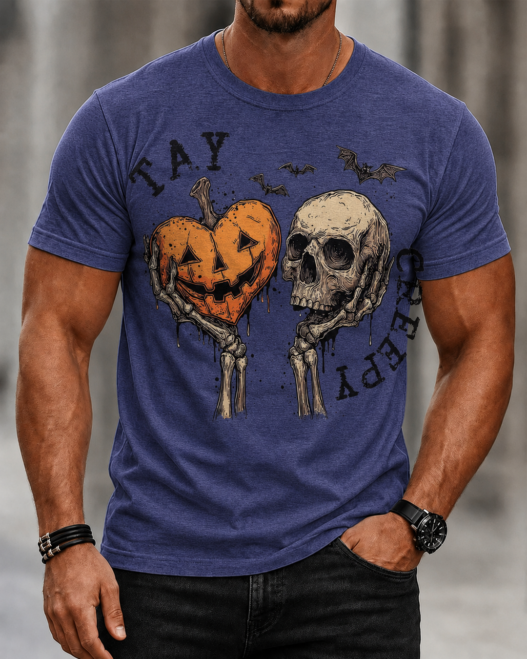 Retro Skull Halloween Pumpkin Print