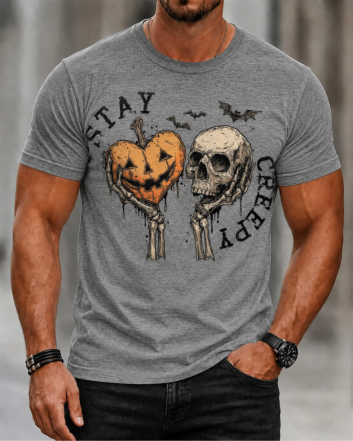 Retro Skull Halloween Pumpkin Print