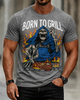 Casual Skull Barbecue Print T-shirt