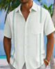 Alohadaddy® Men's Short-Sleeve Button-Down Shirt with Pocket Geometric Print
