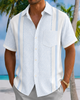 Alohadaddy® Men's Short-Sleeve Button-Down Shirt with Pocket Geometric Print