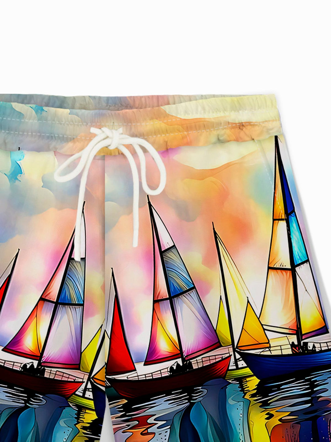 Pantalones cortos con cordón para hombre con estampado de pintura al óleo y arte de navegación hawaiana de Alohadaddy