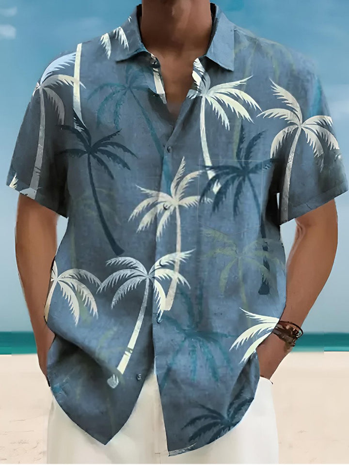 Alohadaddy Hawaii Paml Tree Printed Casual Plus Size Shirts