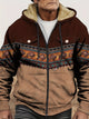 Alohadaddy Plus Velvet Retro Ethnic Hooded Zipper Long Sleeve Cotton Jacket