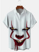 Chemises décontractées grande taille en coton mélangé avec impression 3D de clown blanc d'Halloween d'Alohadaddy