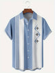 Alohadaddy Lightblue Abstract Geometric Bowling Cotton-Blend Casual Plus Size Shirts