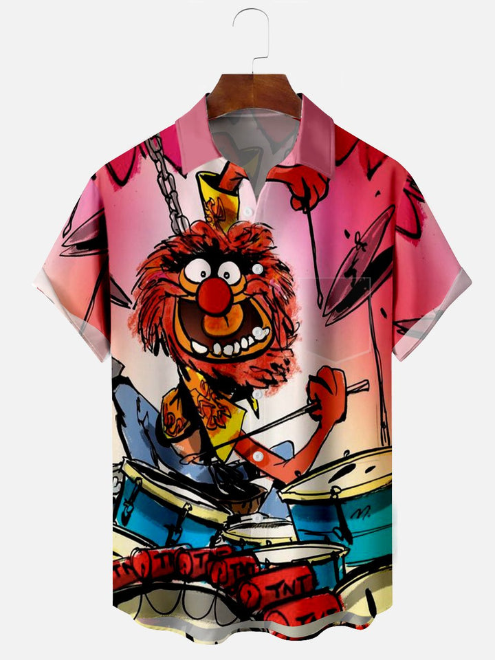 Alohadaddy Multicolor Animal Music Instrument Casual Plus Size Shirts