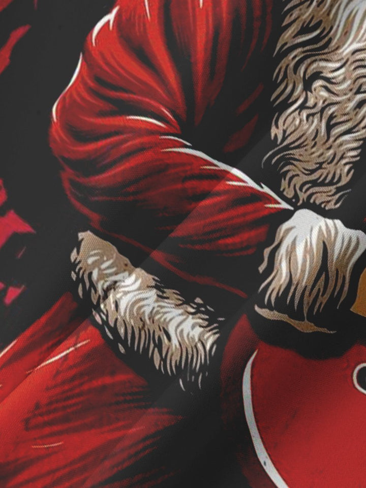 Alohadaddy Camisetas informales de talla grande con música roja, Papá Noel, guitarra y Navidad