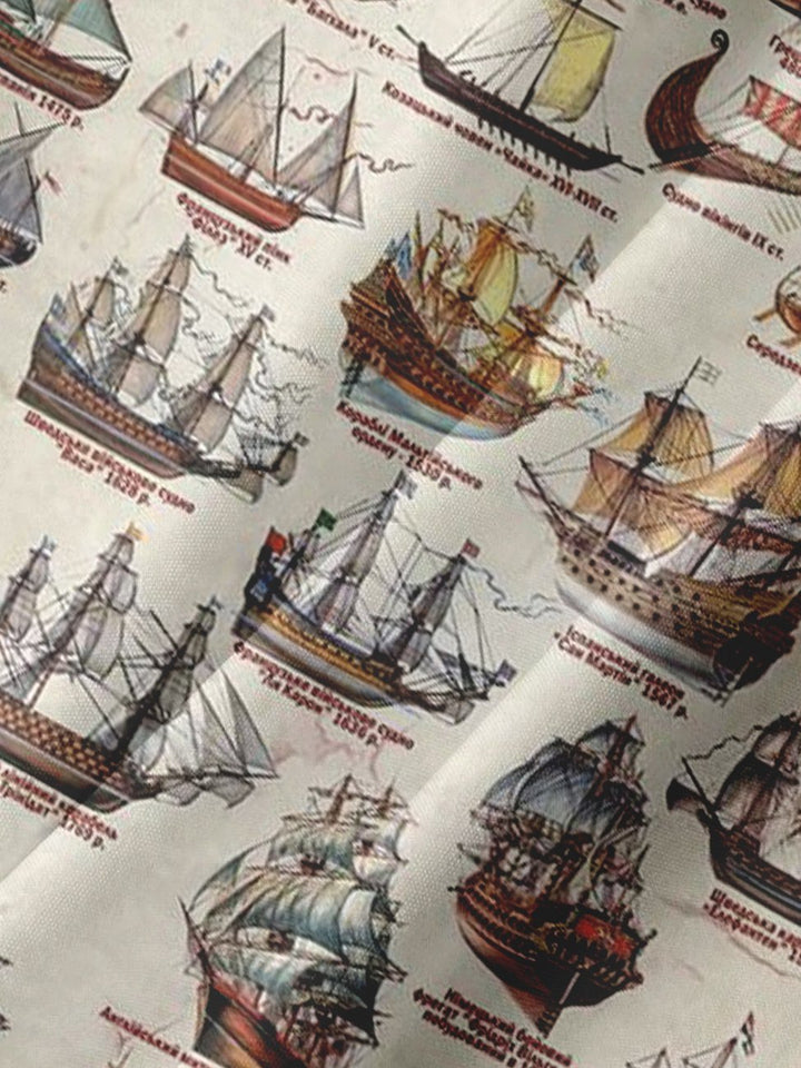Camisas casuales de talla grande con letras estampadas de barco de navegación Alohadaddy