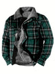 Alohadaddy Plus Velvet Vintage Plaid Lapel Button Long Sleeve Cotton Jacket