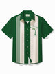 Alohadaddy Vintage Bowling Glass Print Chest Pocket Shirt Plus Size Men's Shirt