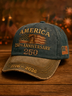 Alohadaddy® Men's Holiday American Alphabet Wash Age Embroidery Retro 3D Printed Baseball Cap