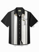 Alohadaddy Vintage Bowling Glass Print Chest Pocket Shirt Plus Size Men's Shirt
