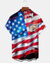 Alohadaddy® Men's Short-Sleeved Shirt With Independence Day Flag And Eagle Design