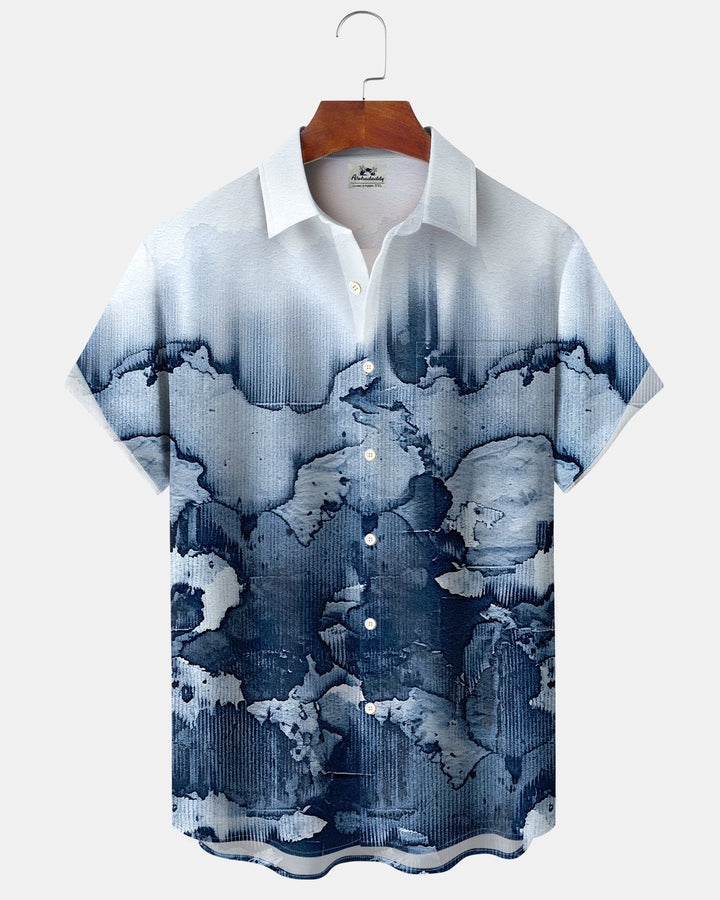 Alohadaddy® Casual Abstract Pattern Gradient Short-Sleeved Shirt