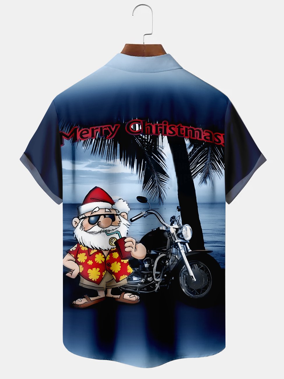 Chemises décontractées imprimées de grande taille avec motif de moto et de père Noël pour les vacances de Noël d&