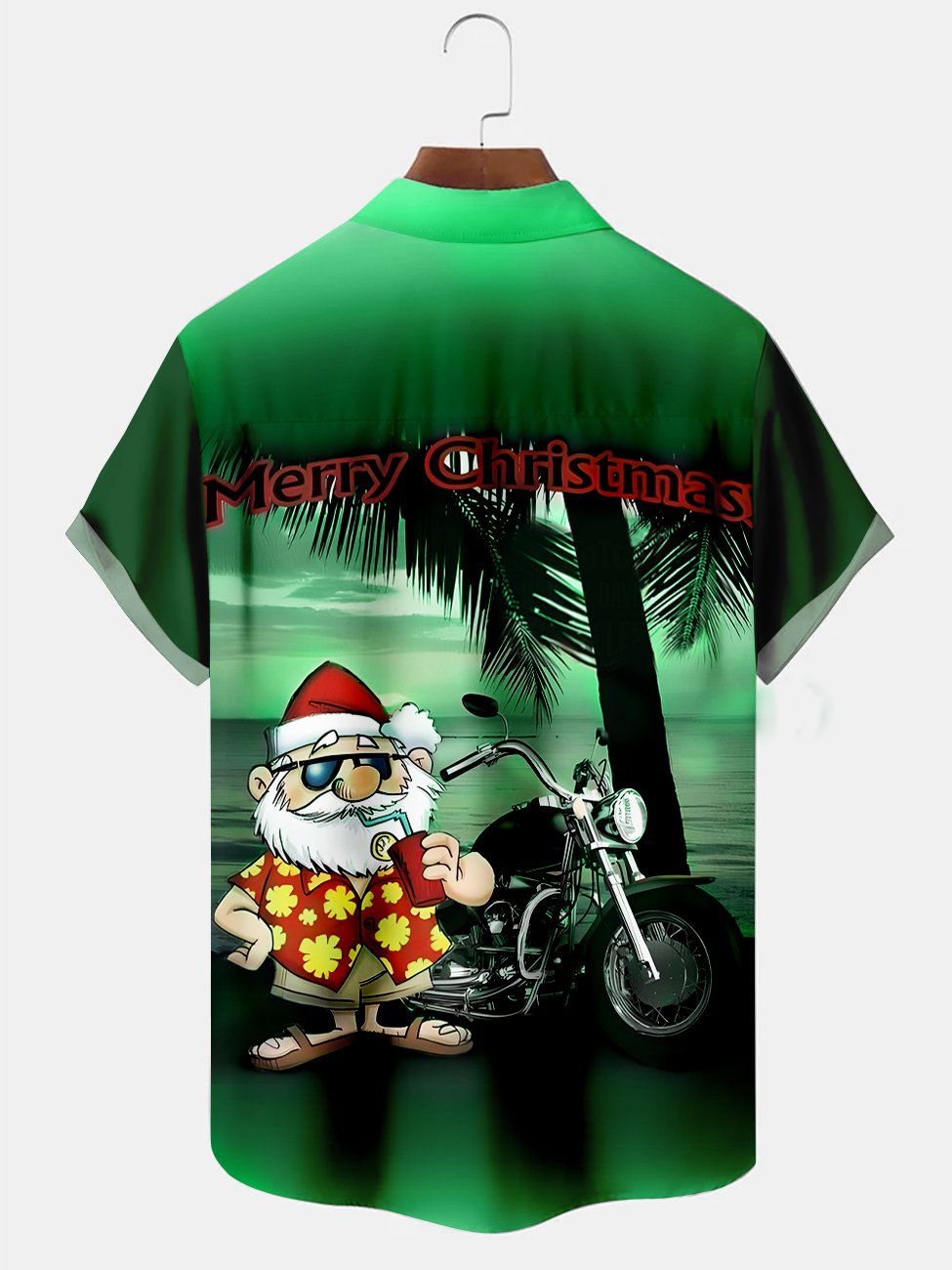 Chemises décontractées imprimées de grande taille avec motif de moto et de père Noël pour les vacances de Noël d&