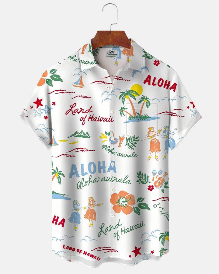 Alohadaddy® Beach Vacation Tropical Coconut Tree Casual Men&