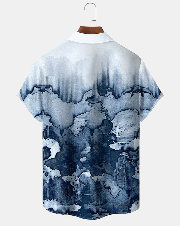 Alohadaddy® Casual Abstract Pattern Gradient Short-Sleeved Shirt