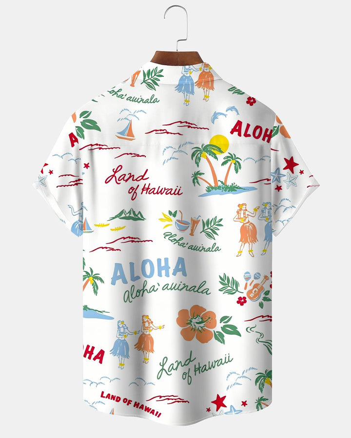 Alohadaddy® Beach Vacation Tropical Coconut Tree Casual Men&