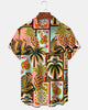 Alohadaddy® Hawaiian Tropical Pineapple Floral Parrot Coconut Tree Men's Short-Sleeve Shirt
