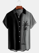 Men's Gradient Coconut Tree Print Casual Breathable Hawaiian Short Sleeve Shirt