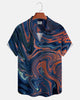 Alohadaddy® Casual Blue Abstract Fluid Marble Pattern Men's Short-Sleeve Shirt